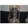 Image 2 : F.B. ROGERS STERLING SILVER CANDLE HOLDERS W/VINTAGE STERLING BOBECHE W/HANGING FACETED CRYSTAL PRIS