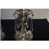 Image 3 : F.B. ROGERS STERLING SILVER CANDLE HOLDERS W/VINTAGE STERLING BOBECHE W/HANGING FACETED CRYSTAL PRIS