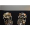 Image 4 : F.B. ROGERS STERLING SILVER CANDLE HOLDERS W/VINTAGE STERLING BOBECHE W/HANGING FACETED CRYSTAL PRIS