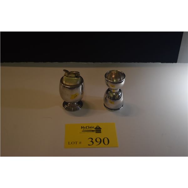 B & M STERLING LIGHTER, FISHER STERLING DOUBLE-ENDED COCKTAIL JIGER (113 GTW) (2 PCS)