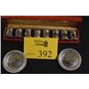 Image 1 : VINTAGE BOXED SET OF 8 CARTIER STERLING SILVER INDIVIDUAL SALT & PEPPER SHAKERS (4 PAIRS) & 2 STERLI