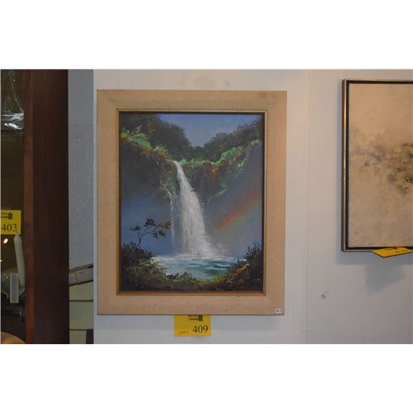 FRAMED ORIGINAL WATERFALL PAINTING BY ED FURUIKE (20 1/2" X 24 1/2")