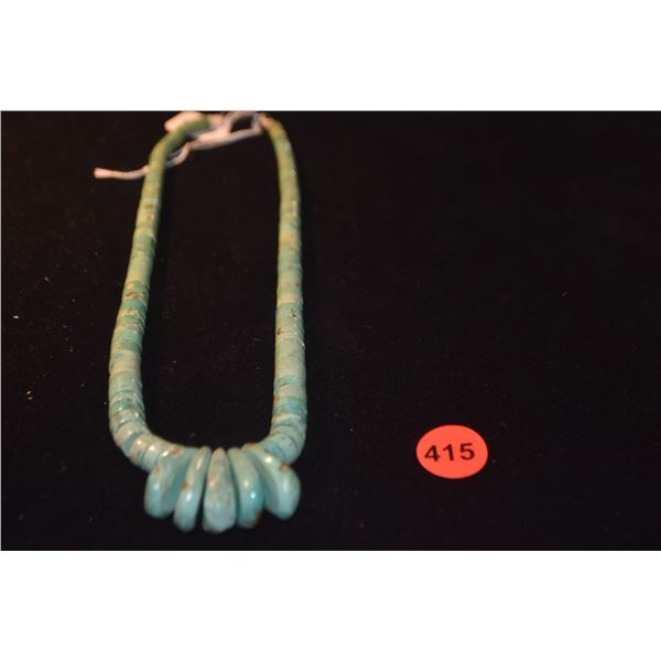 VINTAGE NATIVE AMERICAN INDIAN TURQUOISE CHOKER (18")