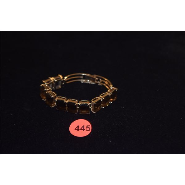 14K SMOKEY QUARTZ LINK BRACELET W/SAFETY CHAIN (26 GTW)