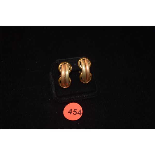18K YG, WG & ROSE GOLD EARRINGS (7.5 GTW)