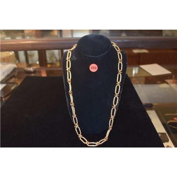 14K OVAL LINK W/ROPE-TEXTURED NECKLACE W/BOX CLASP & SAFETY CATCH (141.2 G)