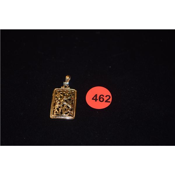 MING'S 14K DIAMOND (4 MM, APPROX .25 CT) PENDANT, OPENWORK BIRD & FLOWERING BRANCH DESIGN W/BEADED B