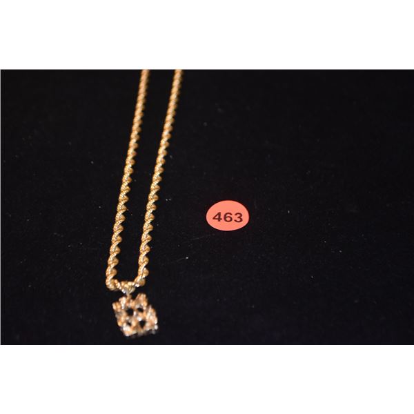 14K TWISTED ROPE CHAIN NECKLACE W/OPENWORK NUGGET-STYLE PENDANT (38.9 GTW)