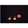Image 1 : 18K EARRINGS W/1992 ISLE OF MAN ELIZABETH II GOLD CAT COIN (1/25 TROY OZ SIZE) (CAT ON 1 SIDE & THE 