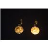 Image 2 : 18K EARRINGS W/1992 ISLE OF MAN ELIZABETH II GOLD CAT COIN (1/25 TROY OZ SIZE) (CAT ON 1 SIDE & THE 