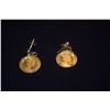 Image 3 : 18K EARRINGS W/1992 ISLE OF MAN ELIZABETH II GOLD CAT COIN (1/25 TROY OZ SIZE) (CAT ON 1 SIDE & THE 
