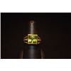 Image 2 : 14K PERIDOT-COLORED GLASS STONE & MELEE DIAMOND RING (5.7 GTW)