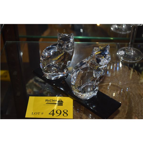 ORREFORS CRYSTAL CATS (2 PCS) (DOES NOT INCLUDE STAND)