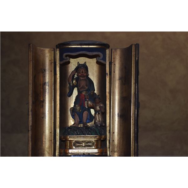 KISHIMOJIN (A BUDDHISTS PROTECTIVE DEITY) IN TRAVELING SHRINE CASE (8" X 3 1/3")