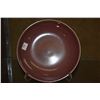 Image 2 : CHINESE MONOCHROME "DUSTY ROSE" GLAZED ROUND DISH; SIGNED (6 3/8") (DOES NOT INCLUDE STAND)