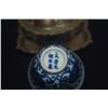 Image 5 : PAIR CHINESE BLUE & WHITE TEA OR WINE CUPS W/LOTUS SAUCERS; SIGNED (PAIR) (DOES NOT INCLUDE STAND)