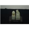 Image 1 : CHINESE NEPHRITE SEAL CHOPS, RAT & TOAD W/FITTED STAND & BOX (1 1/2") (2 PCS) (DOES NOT INCLUDE STAN