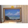 Image 1 : FRAMED OIL ON CANVAS, SEASCAPE BY BILL KAIWA (28" X 22 1/2")