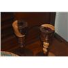 Image 2 : MIXED LOT: MAPLE & TURQUOISE WOOD BOWL; SIGNED SCOTT LAMBERT, TURNED WOOD CANDLESTICKS & FOOTED CERA