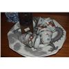 Image 3 : MIXED LOT: SAKE CUPS, DRAGON PLATES, HAPPINESS CHOP, BLUE & WHITE PITCHER & BASKET W/TEAPOT & CUPS (