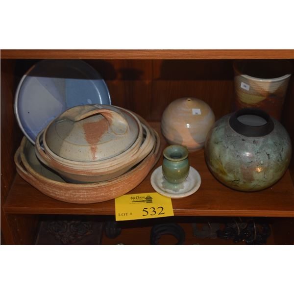 COLLECTION OF CERAMIC BOWLS, VASES & CANDLE HOLDER (7 PCS)