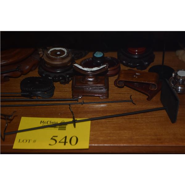 COLLECTION OF ASSORTED STANDS (WOOD, METAL, MAGNIFYING ACRYLIC) (34 PCS)