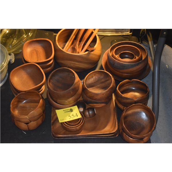 COLLECTION OF WOODEN BOWLS, PLATES & UTENSILS (39 PCS)