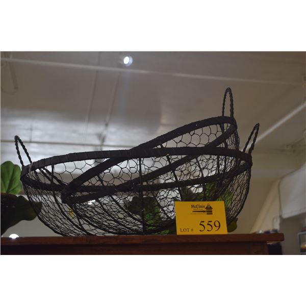 RUSTIC OVAL SHAPED WIRE MESH BASKETS (2 PCS)