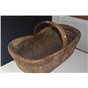 Image 2 : WOVEN WILLOW & REED GATHERING BASKET W/CARVED WOODEN HANDLE