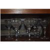 Image 2 : CUT CRYSTAL WINE GLASSES W/FACETED SUNBURST PATTERN (9 PCS)