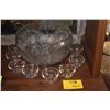 Image 1 : LARGE PUNCH BOWL, LADLE & CUPS (10 PCS)