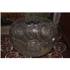 Image 2 : LARGE PUNCH BOWL, LADLE & CUPS (10 PCS)