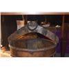 Image 2 : 19TH C CHINESE WELL BUCKET (OR RICE/WATER BUCKET) W/IRON STRAPS & YOKE STYLE HANDLE, SET ON TRIPOD S