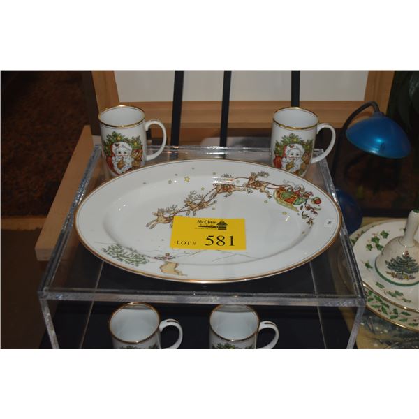 CHRISTMAS PLATTER & CUPS (9 PCS)