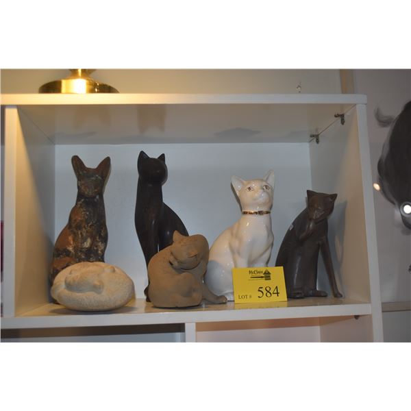 COLLECTION OF CAT STATUARY (6 PCS)