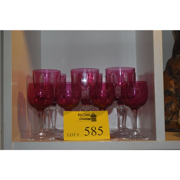 CRANBERRY GLASS STEMWARE (10 PCS)