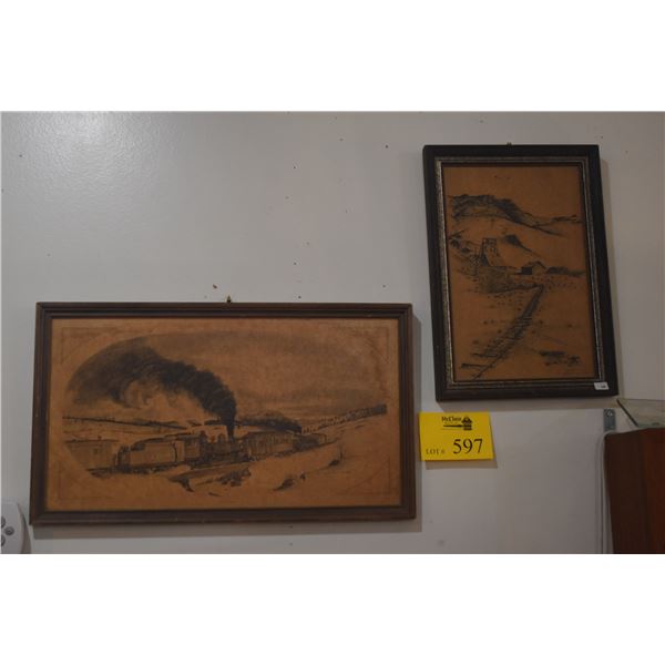 FRAMED LITHOGRAPHS BY MALCOLM G. CHILDERS, CA. 1960'S (2 PCS)