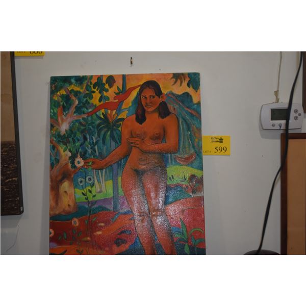 OIL PAINTING BY DON BUTLER, UNTITLED, INTERPRETATION OF WORK BY FRENCH PAINTER PAUL GAUGUIN