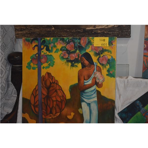 OIL PAINTING BY DON BUTLER, UNTITLED, INTERPRETATION OF WORK BY FRENCH PAINTER PAUL GAUGUIN