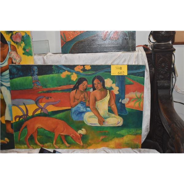 OIL PAINTING BY DON BUTLER, UNTITLED, INTERPRETATION OF WORK BY FRENCH PAINTER PAUL GAUGUIN