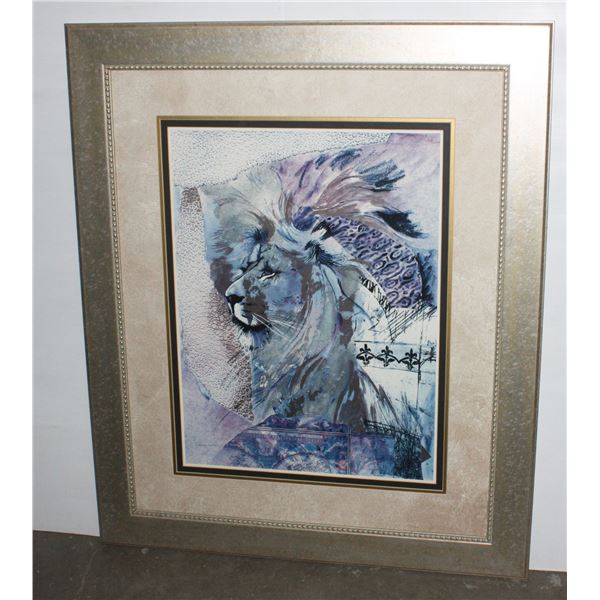 LARGE FRAMED WILDLIFE ART 32" X 38"