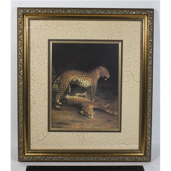 MEDIUM CHEETAH FRAMED ARTWORK 14" X 16"