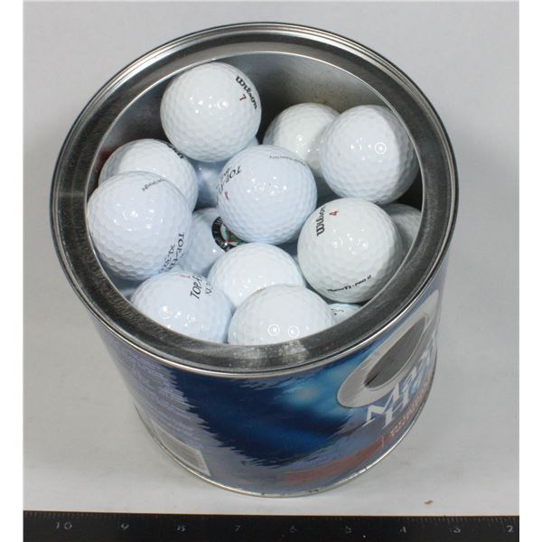 COFFEE CAN FULL OF GOLF BALLS