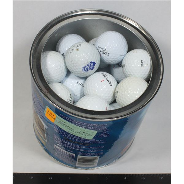 COFFEE CAN FULL OF GOLF BALLS