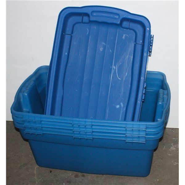 LOT OF 3 TOTES APPROXIMATELY 15"X26" WITH LIDS
