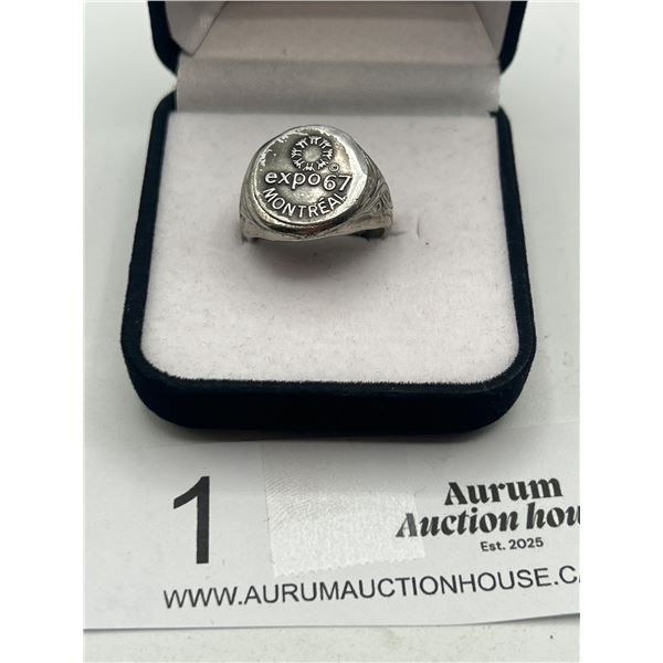 Expo 67 Montreal Adjustable Silver Tone Souvenier Ring