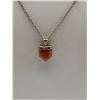 Image 1 : Sterling Silver Necklace with Stone Pendant Marked 925