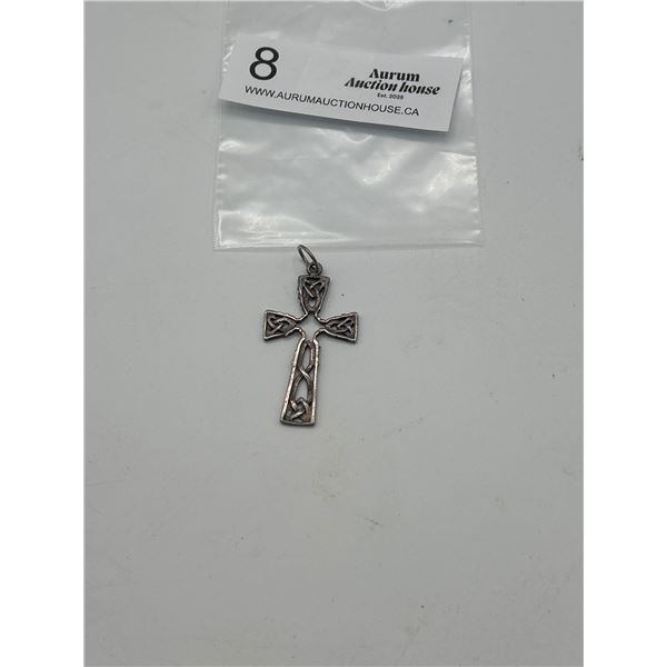 Marked 925 Sterling Silver Celtic Cross 2" Total Length