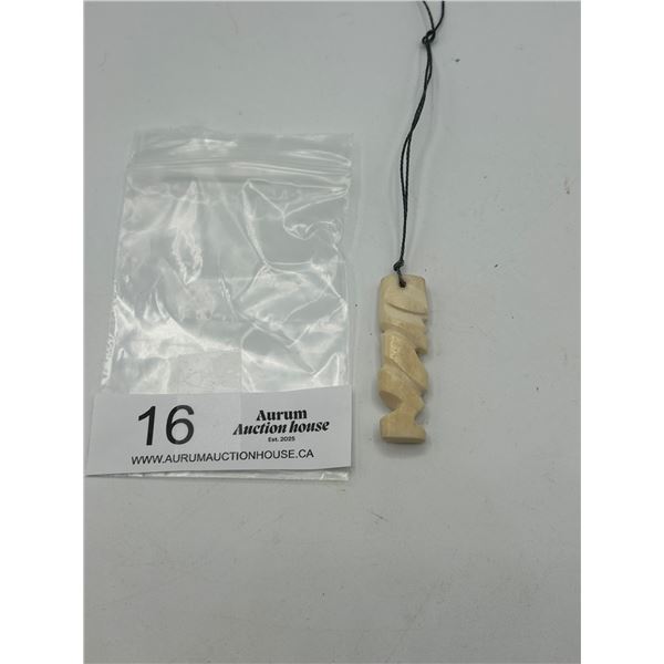 Hand Carved Tiki / Egytian Pendant on String Necklace 2" Long