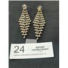 Image 1 : Vintage 2.5" Longe Dangle Chandelier Rhinestone Statement Earrings